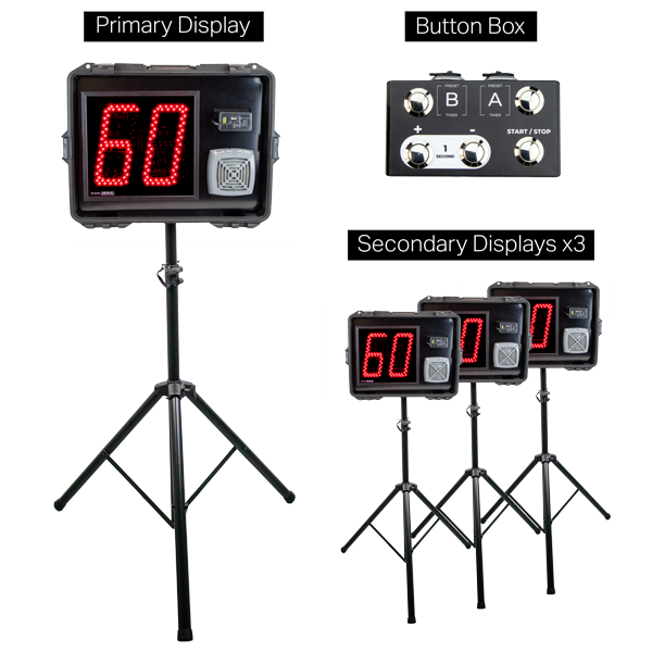 12-Inch Wireless Lacrosse Shot Clock System, 4 Displays